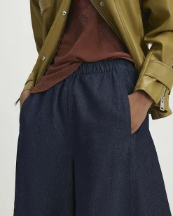 Blue Elasticated Horseshoe Barrel Leg Jeans