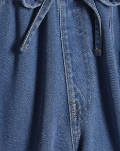 Blue Elasticated Waist Denim Cargo Shorts