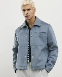 Blue Faux Suede Shacket