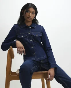Blue Fitted Denim Jacket
