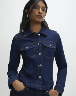 Blue Fitted Denim Jacket