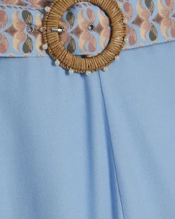 Blue Floral Border Print Shorts