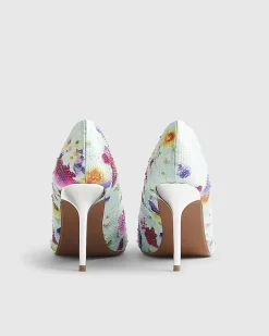Blue Floral Embellished Court Heels