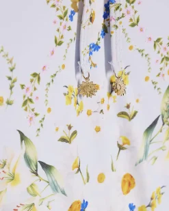 Blue Floral Print Tie Front Swimsuit