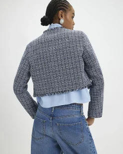Blue Frayed Edge Boucle Jacket