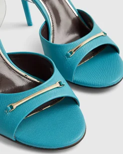 Blue Heeled Mule Sandals