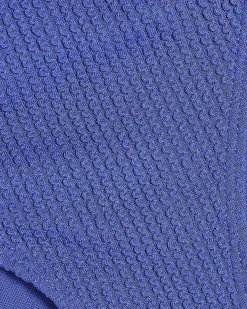 Blue High Leg Textured Bikini Bottoms