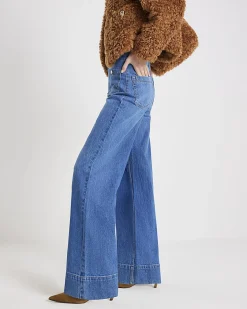 Blue High Waisted Front Pocket Palazzo Jeans