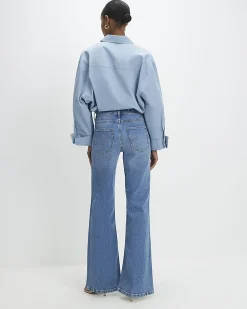 Blue High Waisted Relaxed Flare Jeans