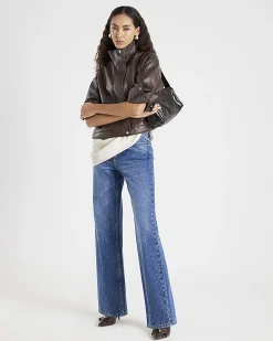 Blue High Waisted Relaxed Straight Leg Jeans