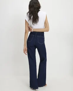 Blue High Waisted Relaxed Flare Jeans