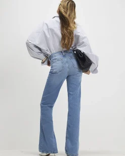 Blue High Waisted Relaxed Flare Jeans