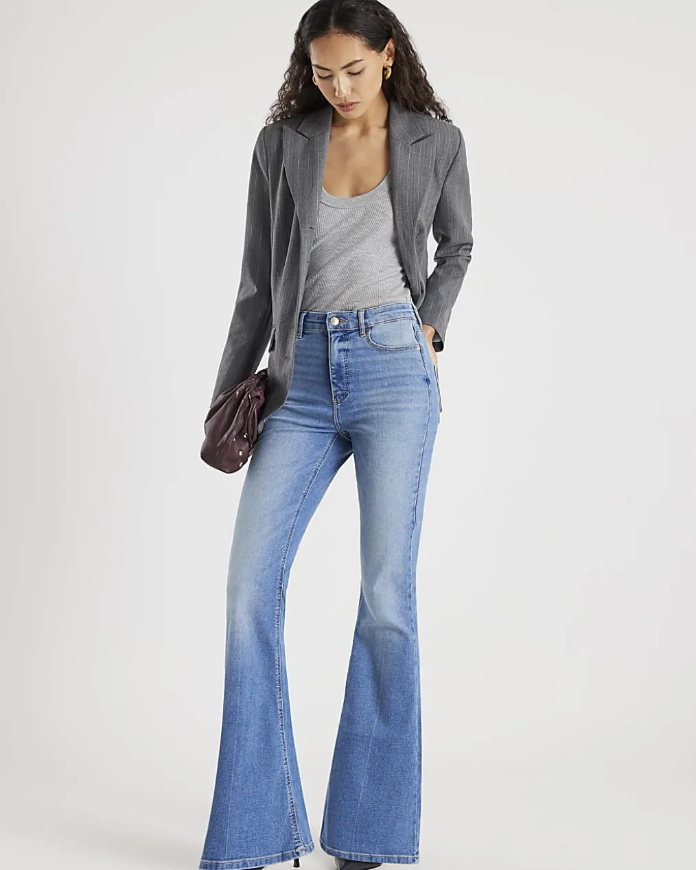 Blue High Waisted Sculpt Flared Jeans