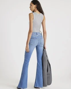 Blue High Waisted Sculpt Flared Jeans