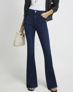 Blue High Waisted Sculpt Stretch Flare Jeans