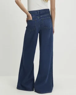 Blue High Waisted Soft Wide Leg Jeans