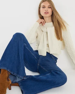 Blue High Waisted Soft Wide Leg Jeans