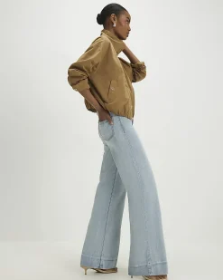 Blue High Waisted Stretch Wide Leg Jeans