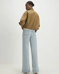 Blue High Waisted Stretch Wide Leg Jeans