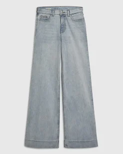 Blue High Waisted Stretch Wide Leg Jeans