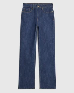 Blue High Waisted Stretch Straight Leg Jeans