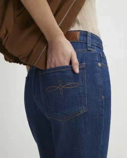 Blue High Waisted Stretch Straight Leg Jeans