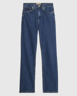 Blue High Waisted Stretch Straight Leg Jeans