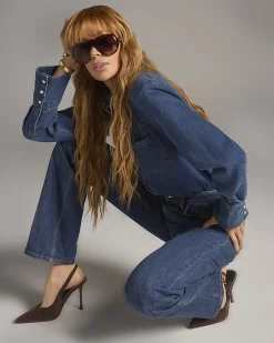Blue High Waisted Stretch Straight Leg Jeans