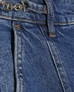 Blue High Waisted Wide Leg Snaffle Jeans