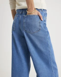 Blue High Waisted Wide Leg Jeans