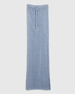 Blue Knit Midi Beach Skirt