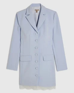 Blue Lace Trim Blazer Dress