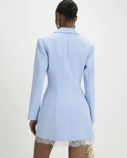 Blue Lace Trim Blazer Dress