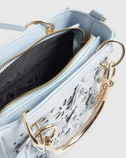 Blue Laser Cut Floral Tote Bag