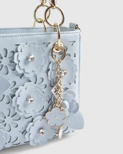 Blue Laser Cut Floral Tote Bag