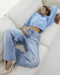 Blue Light Wash Balloon Leg Jeans