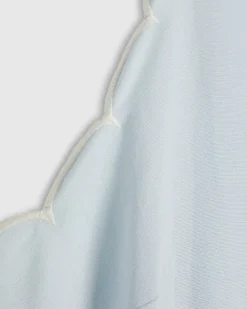 Blue Linen Blend Scallop Trim Playsuit