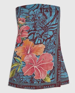 Blue Linen Blend Wrap Mini Playsuit