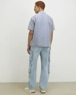 Blue Loose Fit Cargo Jeans