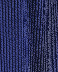 Blue Metal Trim Textured Swimsuit