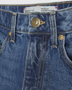 Blue Mid Rise Barrel Leg Jeans