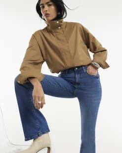 Blue Mid Rise Flared Jeans