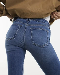 Blue Mid Rise Flared Jeans