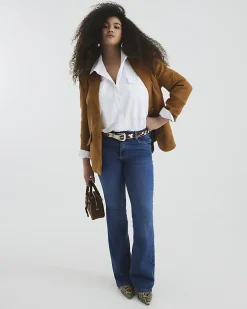 Blue Mid Rise Flared Jeans