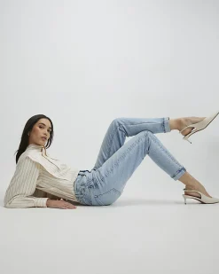 Blue Mid Rise Mom Sculpt Jeans