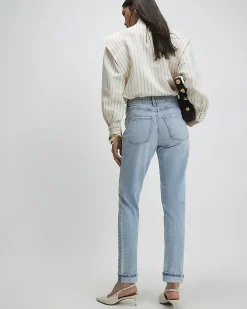 Blue Mid Rise Mom Sculpt Jeans