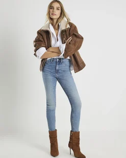 Blue Mid Rise Sculpt Stretch Skinny Jeans