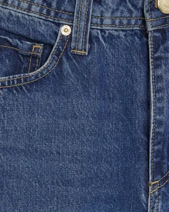 Blue Mid Rise Seamed Barrel Leg Jeans