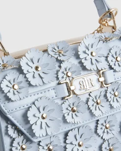 Blue Mini 3D Flower Charm Tote Bag