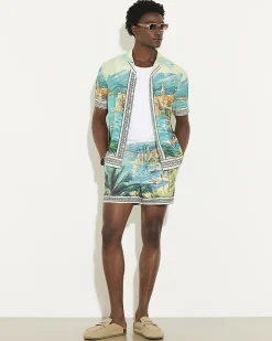 Blue Moonstone Scenic Border Swim Shorts